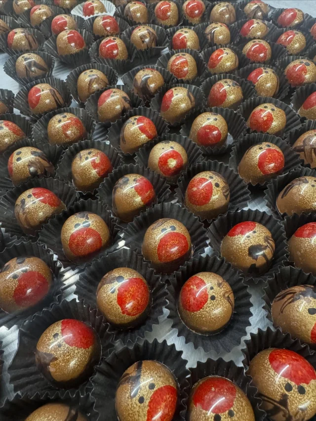 December @_chocolours looks like this… 🍫 ✨ 

Early mornings, late finishes, mountains of chocolates, shiny moulds everywhere, and hands that never stop moving.
Every photo here is a small moment from our busiest ( and most magical) month of the year🎄.

Thank you for choosing handcrafted chocolates this Christmas - we couldn’t do without you 💛.

#behindthescenes #december #christmastime #christmaschocolates #madeinuk #christmascountdown